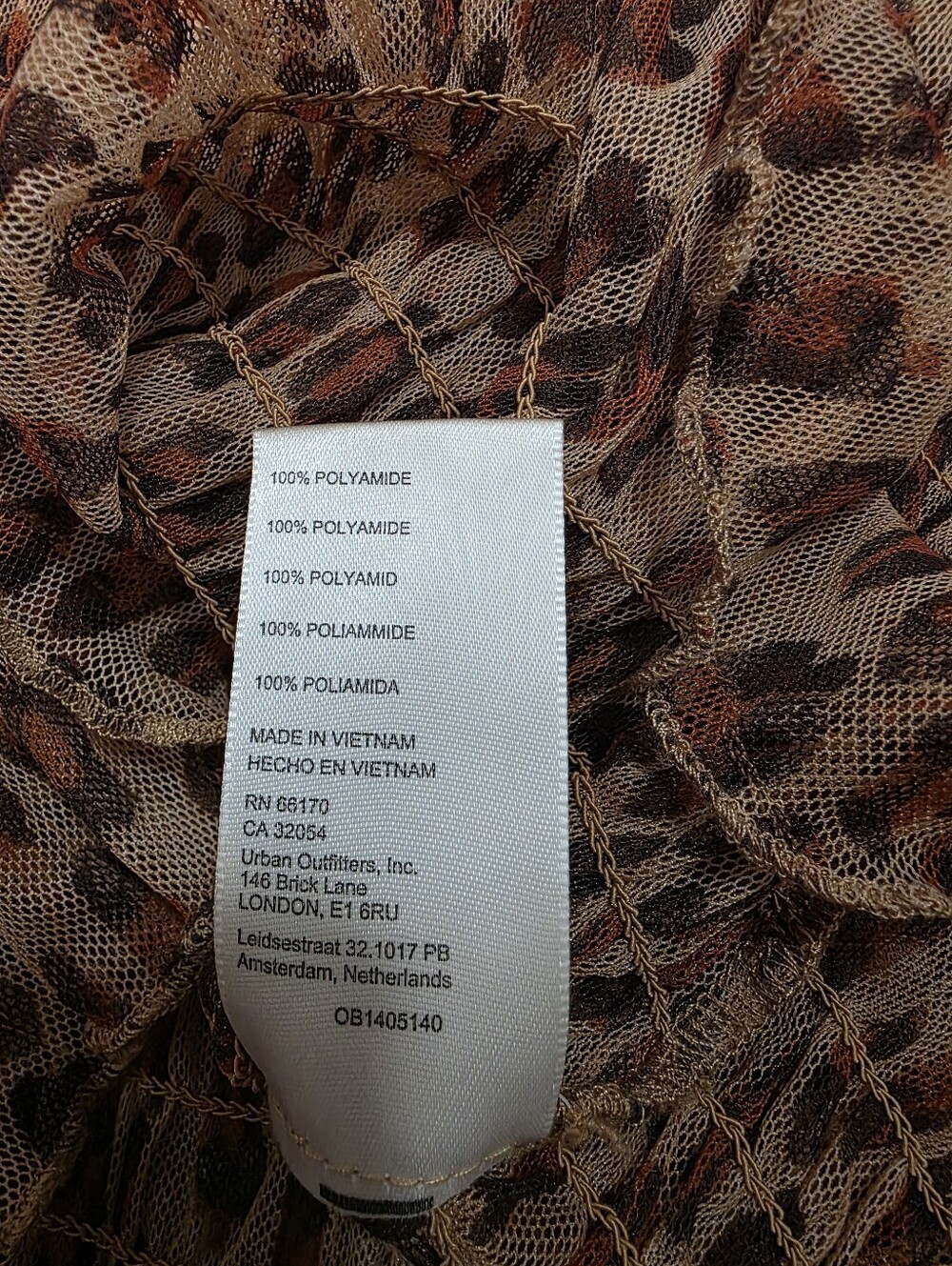Free People Hello There Smocked Leopard Print Sheer Top Indie Sleaze Y2K Large - Picture 6 of 10